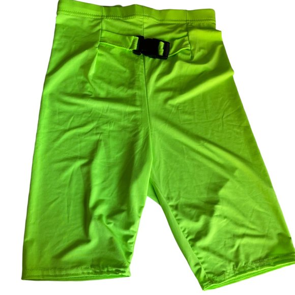 Boo Hoo 2 Piece Shorts Crop Top Womens Sz 6 Small Lime Green Buckle Detail New - Picture 2 of 11